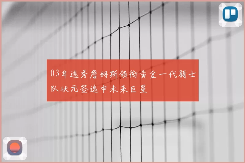 03年选秀詹姆斯领衔黄金一代骑士队状元签选中未来巨星